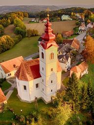 Luftbild der Pfarrkirche und Ort Allerheiligen, Pfarrgemeinde 2017
